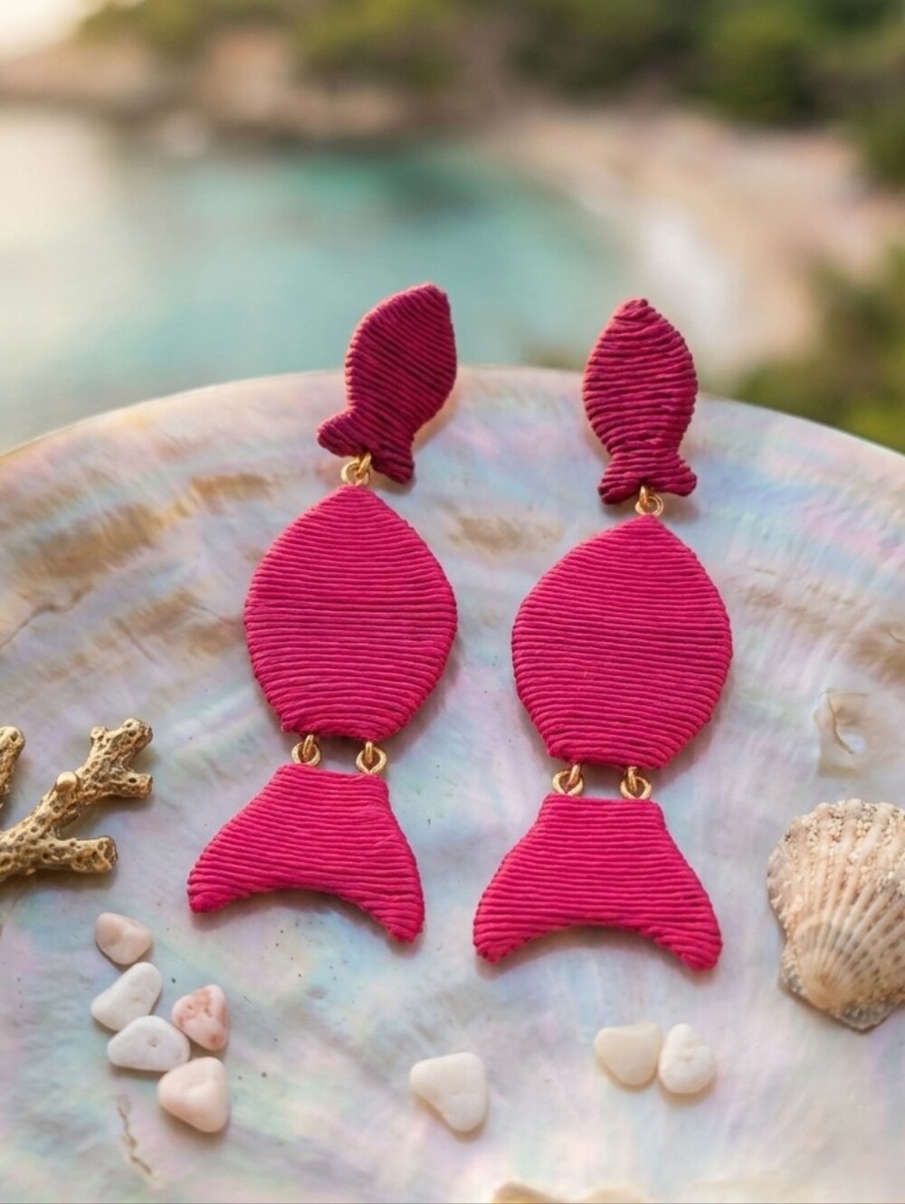 NEW Tuckernuck Pink Raffia GILLY Earrings